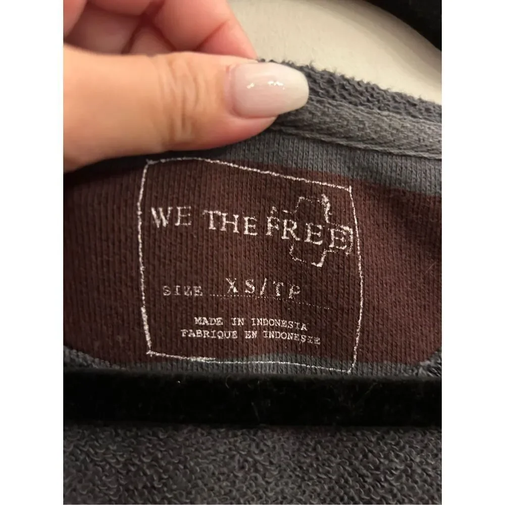 We The Free Multi Media Striped Sweater with ruffle hem Sz XS Preppy Academia